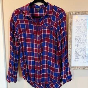 Lucky Brand Plaid Button-Up Shirt in Red and Blue